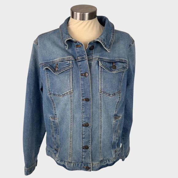 Time and Tru XXXL Size 22 Womens Blue Denim Button Front Jean Jacket - Picture 1 of 11